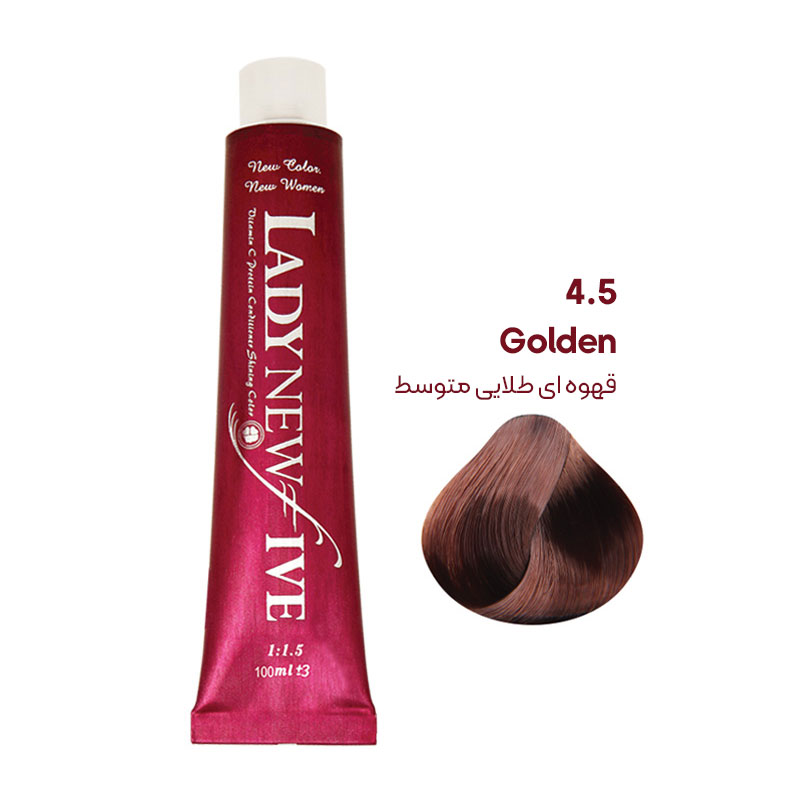 رنگ مو لیدی نیو فایو Lady New Five قهوه ای طلایی متوسط 4.5