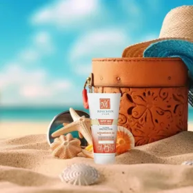 پک کرم ضد آفتاب رنگی مای SPF60 حجم ۵۰ میل به همراه حوله